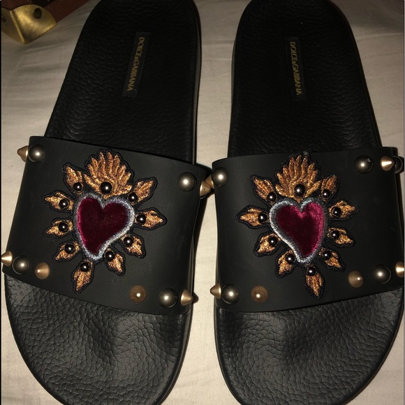 Dolce &Gabbana heart embellished Slides